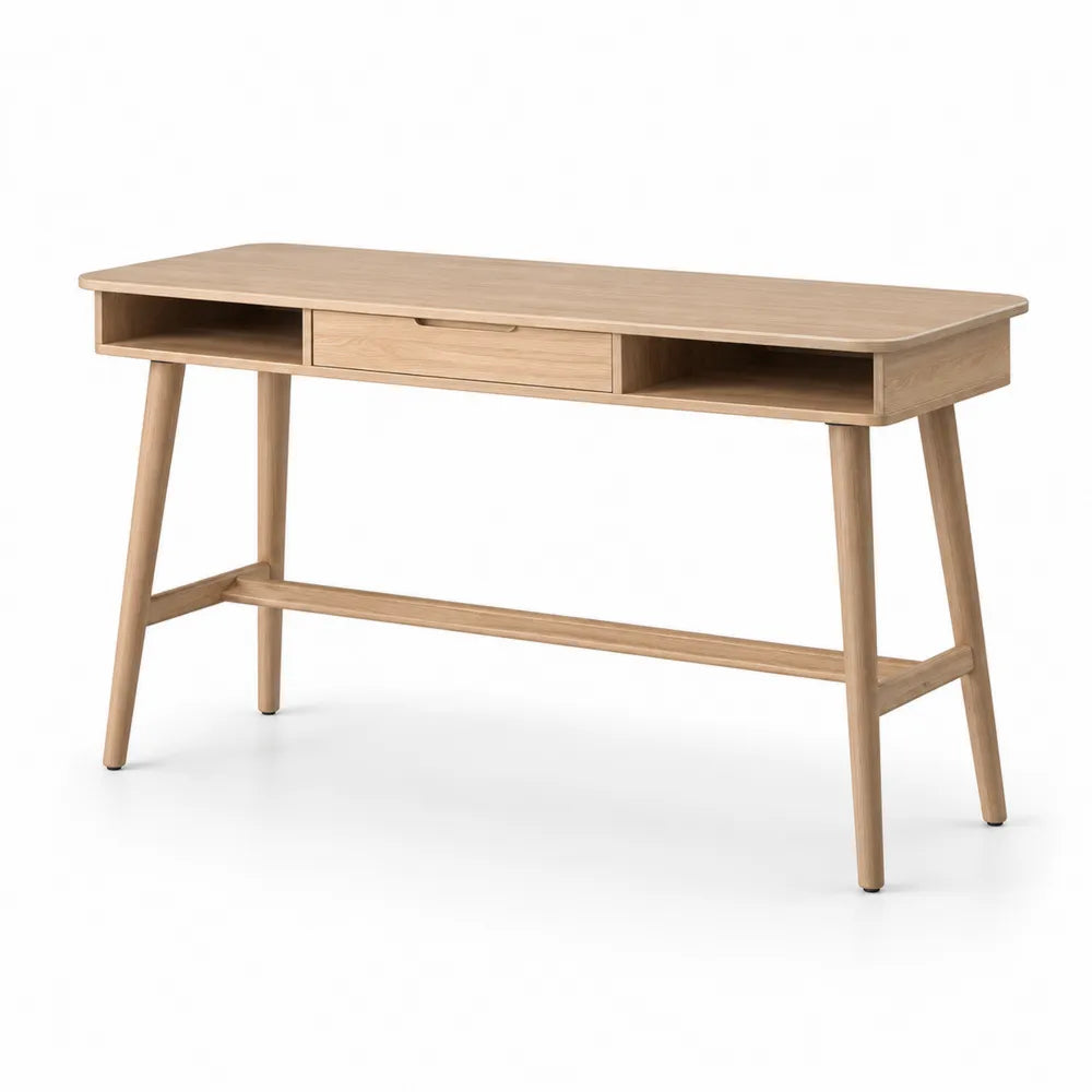 Bureau rectangulaire en chêne clair avec tiroir intégré 120cm x 55cm x 75cm