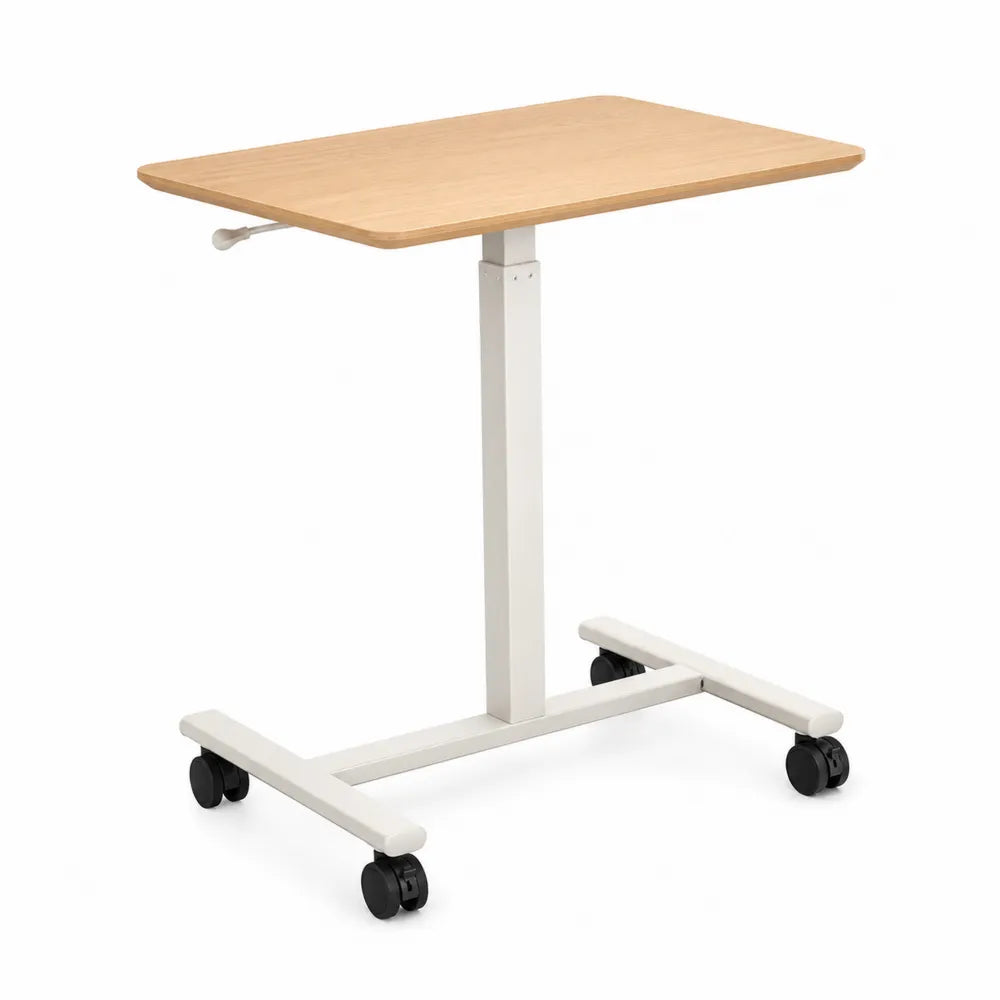 Table d'appoint réglable sur roulettes en bois et métal, 60cm x 40cm