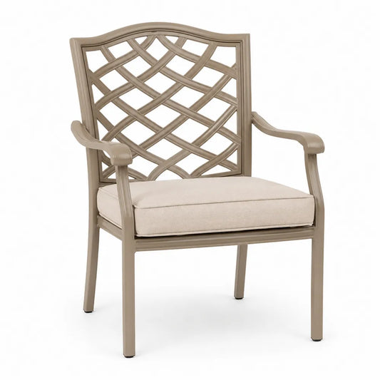 Chaise de jardin en aluminium avec coussin en polyester beige