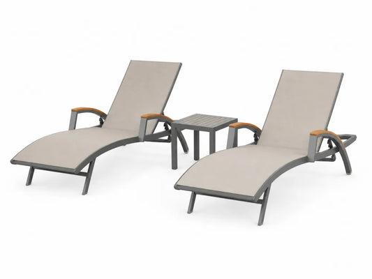 Ensemble de Chaises Longues en Aluminium et Textilène avec Table
