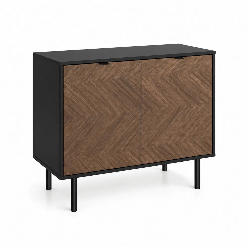 Buffet en Bois et Métal Noir 80x40x90 cm