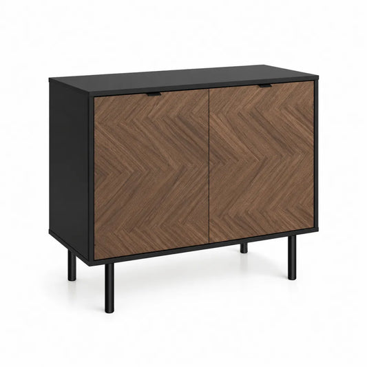 Buffet en Bois et Métal Noir 80x40x90 cm