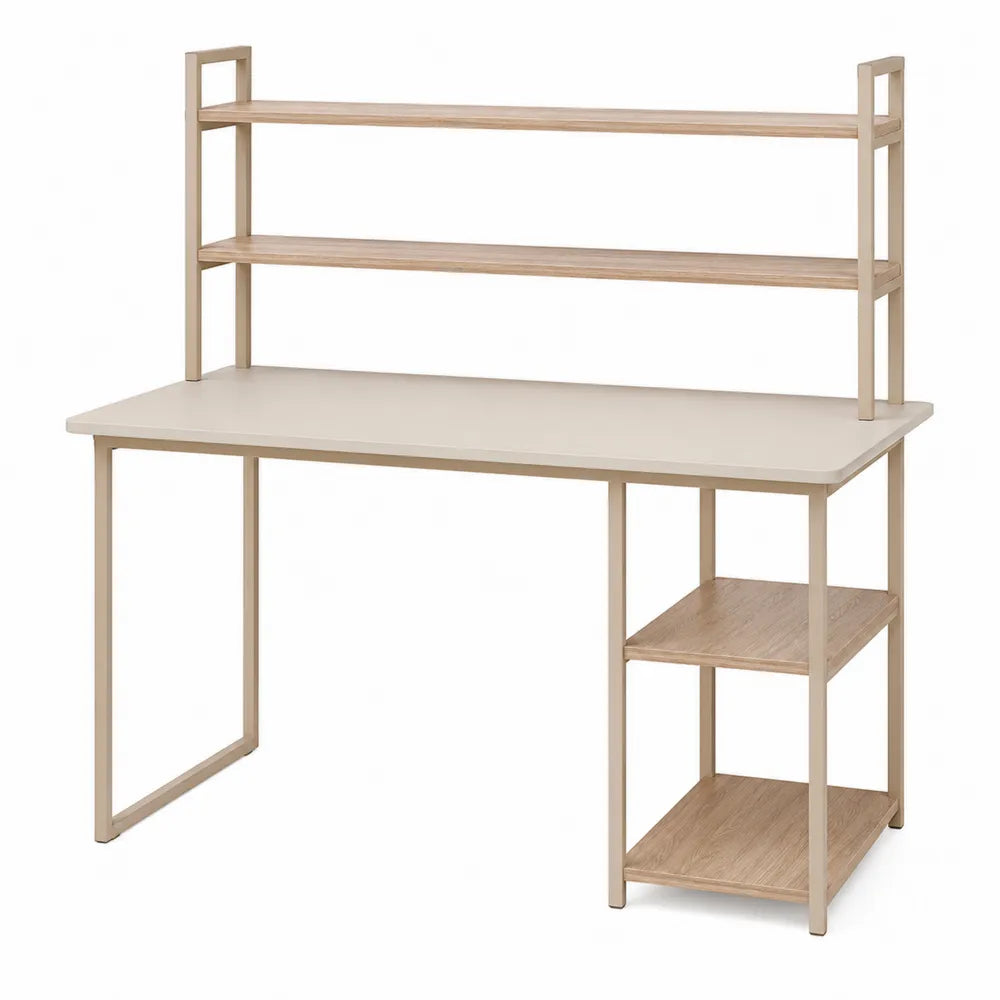 Bureau en bois et métal avec étagères 120x60x150 cm