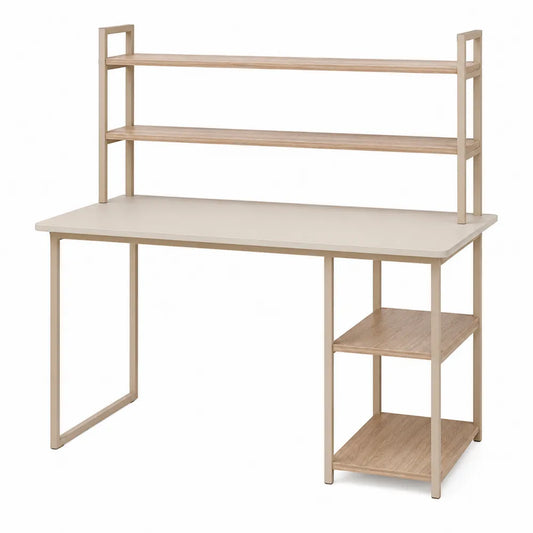 Bureau en bois et métal avec étagères 120x60x150 cm