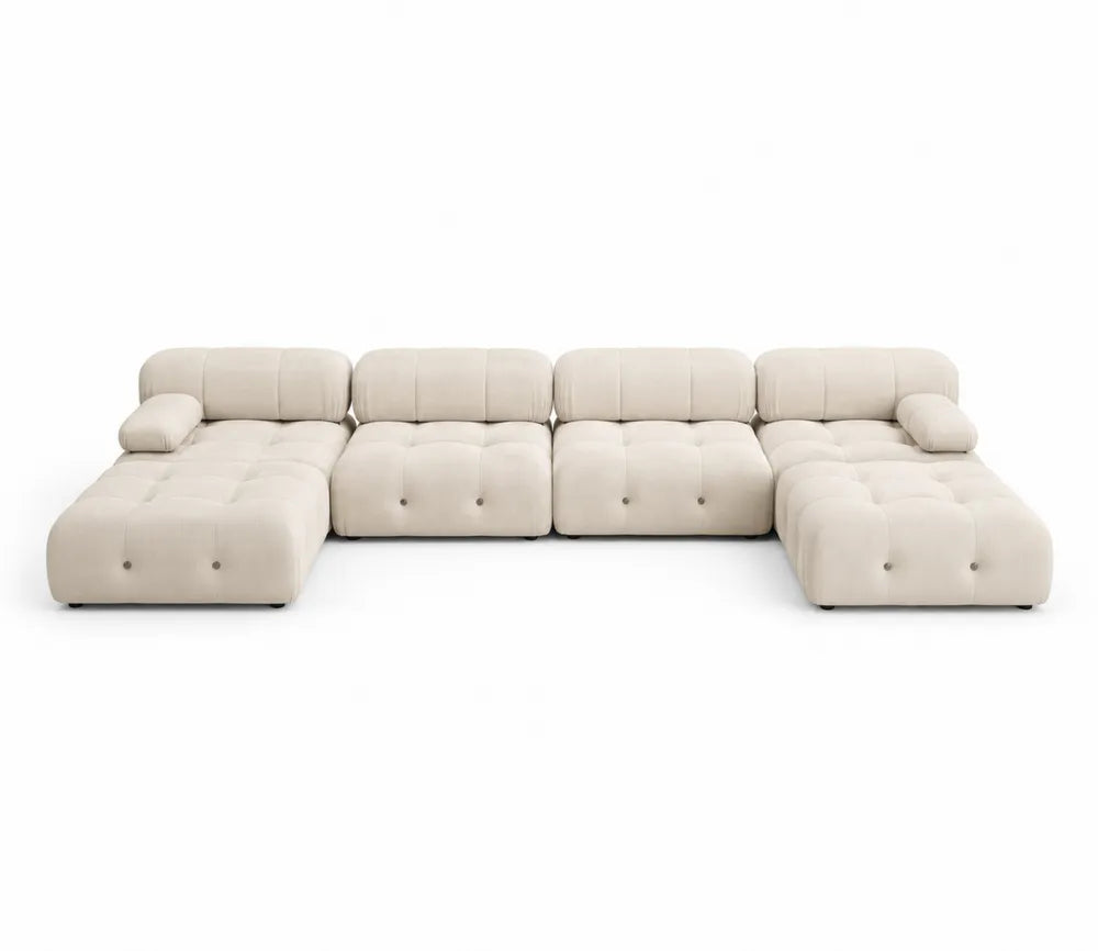 Canapé modulaire en tissu beige 5 places avec méridiennes