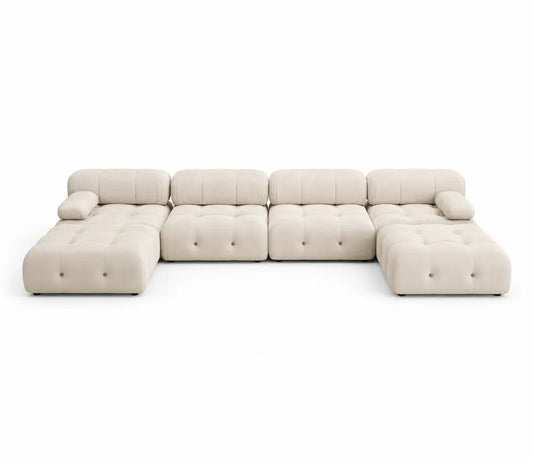 Canapé modulaire en tissu beige 5 places avec méridiennes